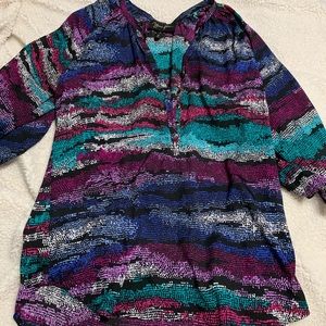 Multicolor 3/4 sleeve blouse work outfit